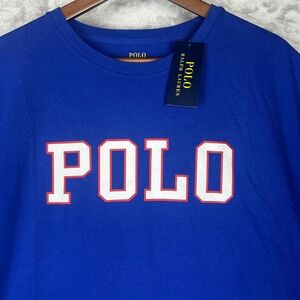 NWT Polo Ralph Lauren Mens T-Shirt Crew Neck Blue Graphic Logo Tee XL